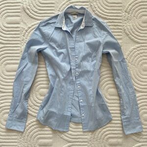 H&M blue and white tailor-fit pinstripe button up